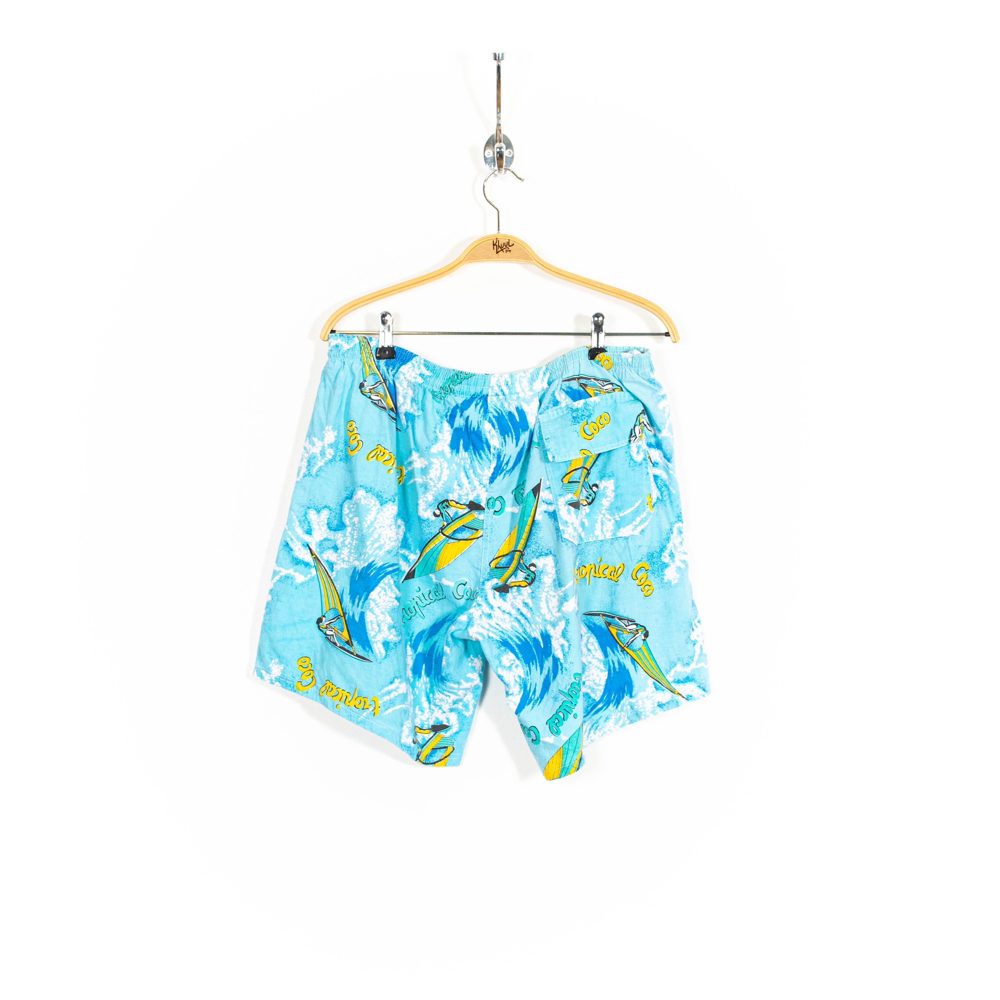 Multicolor Surfing Print Swimming Shorts Mens US31