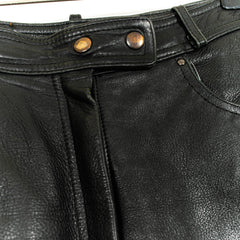 Vintage Black Leather Zip Up Carrot Fit Pants Mens US29