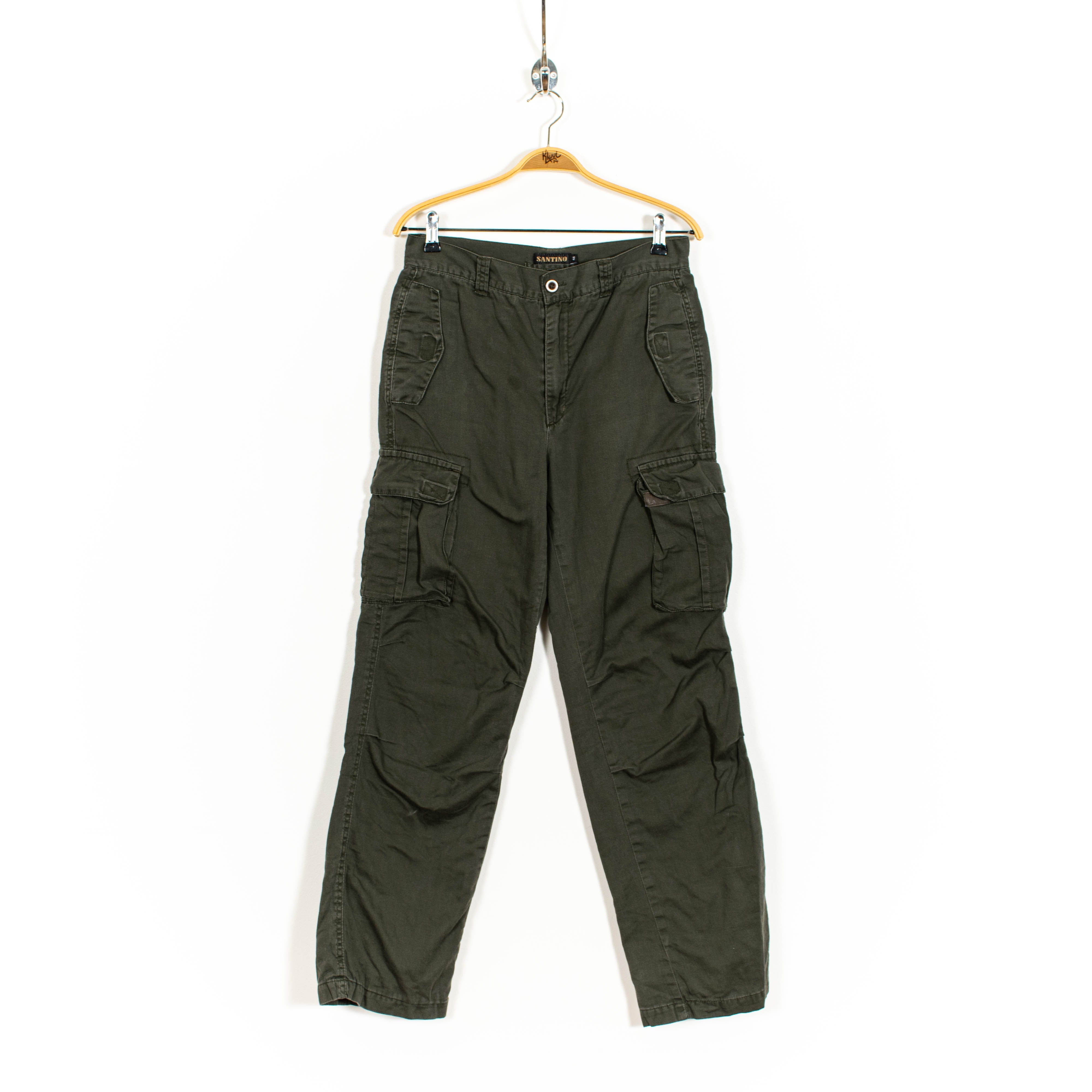 Santino Dark Green Zip Up Cargo Pants Mens US30