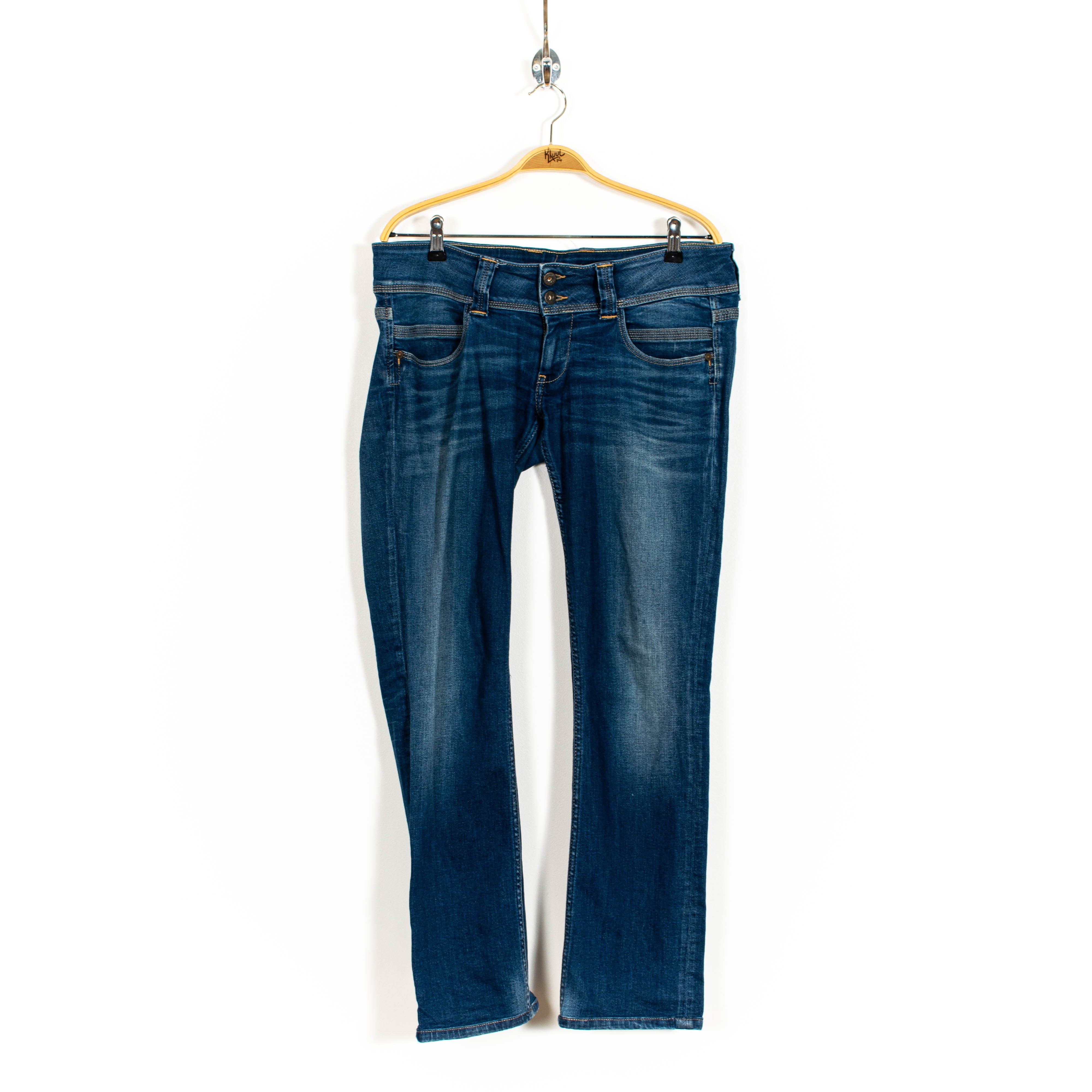 Pepe Jeans Medium Washed Low Waisted Straight Leg Jeans Womens US36