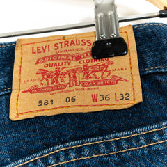 Levis 581 Dark Washed Zip Up Skinny Fit Jeans Mens US36