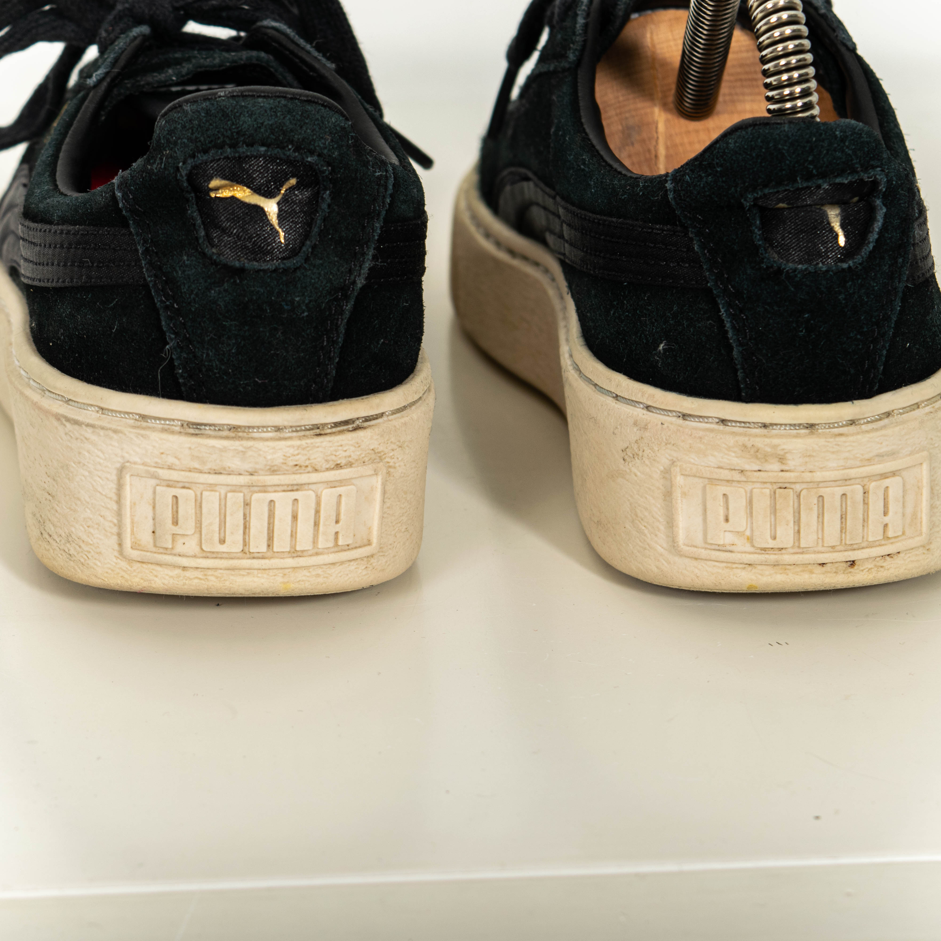 Puma Suede Platform Satin Black Low Top Sneakers Womens EU37