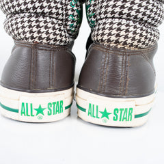Converse All Star Green Detail Brown Checkered Leather Sneakers Women's EU39.5