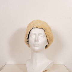 Vintage Genuine Real White Mink Fur Beanie Hat Women's