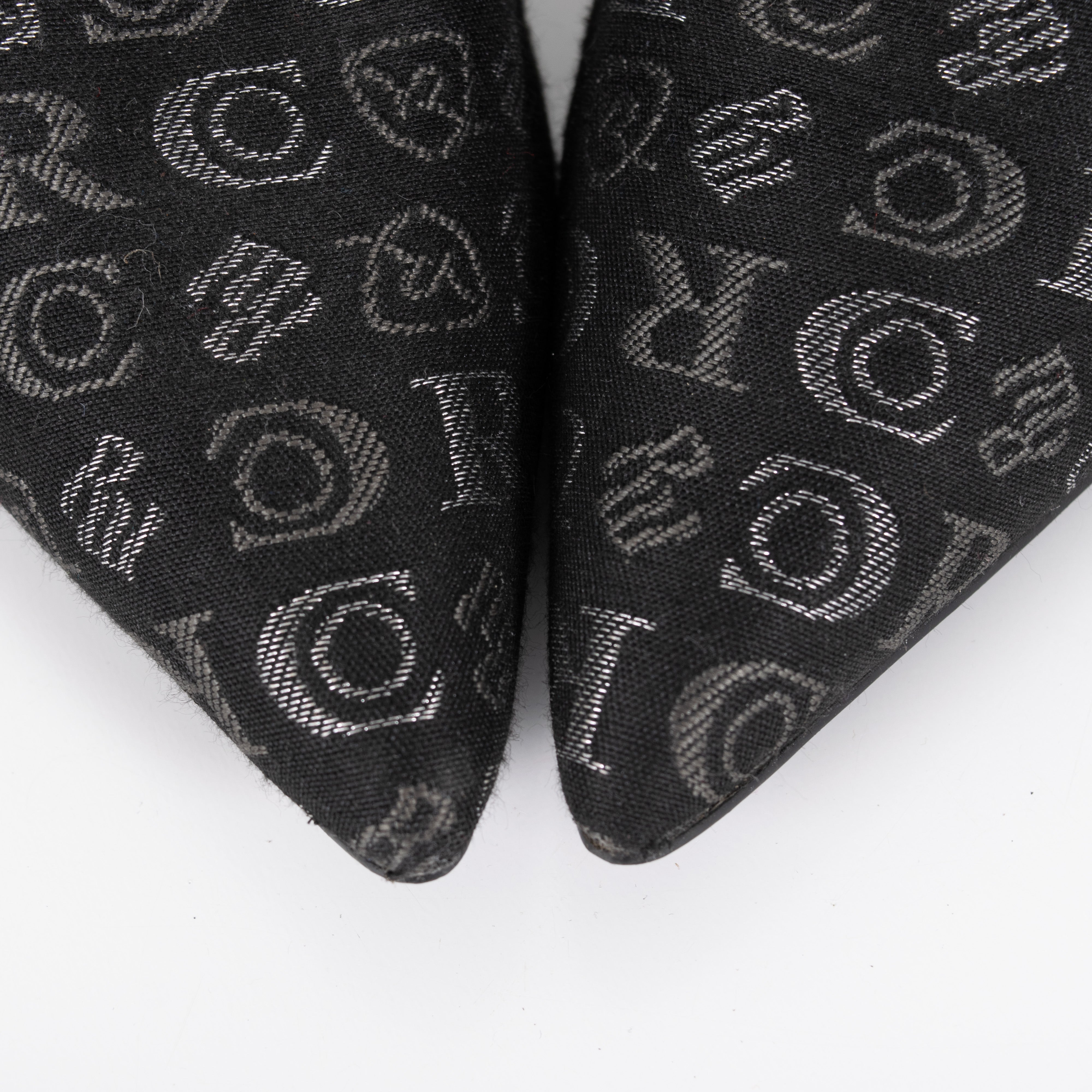 Rocawear All Over Logo Print Chain Detail Black Stiletto Heel Shoes Women's EU41