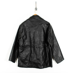Vintage Confezion Aviazion Black Buttoned Leather Jacket Mens XL