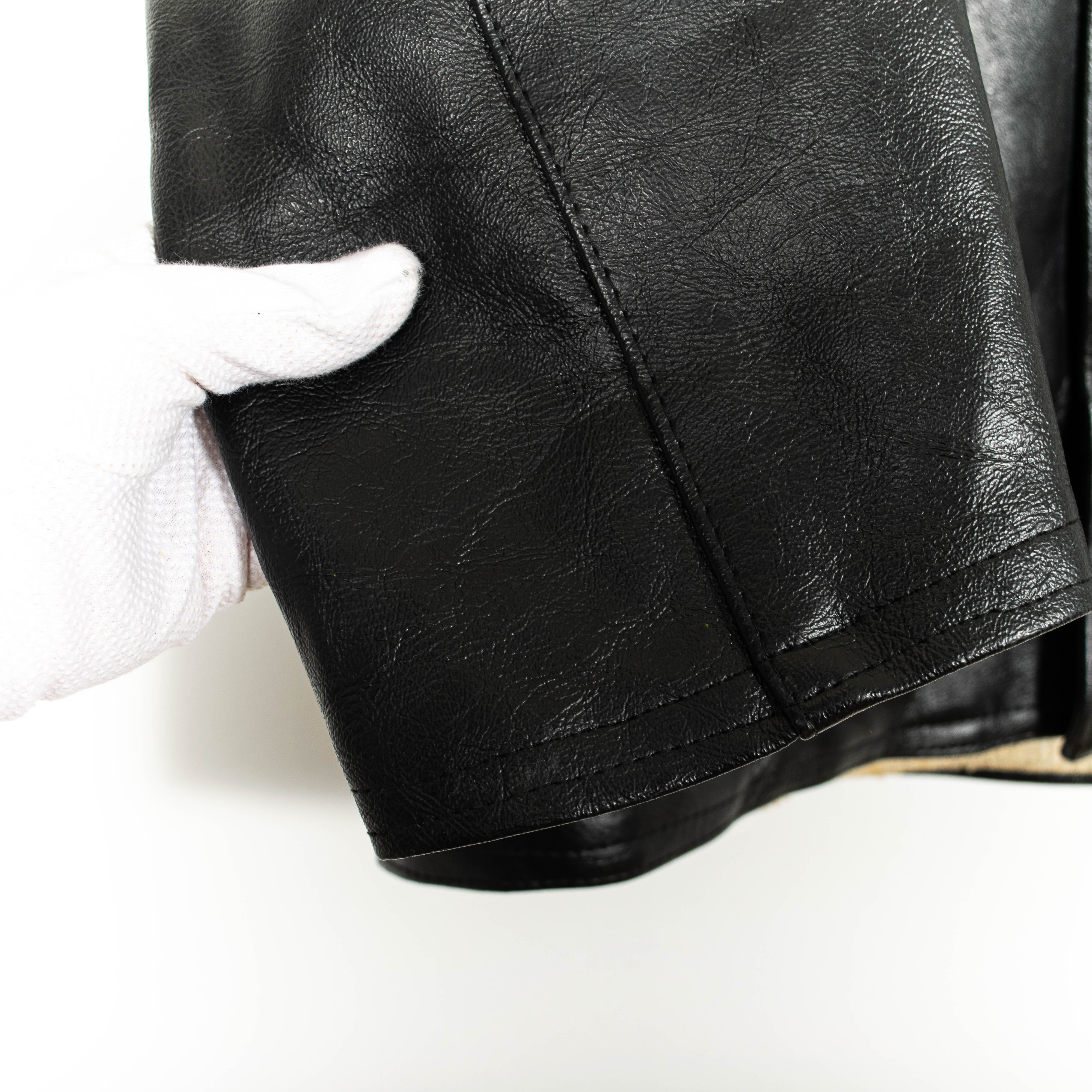 Vintage Confezion Aviazion Black Buttoned Leather Jacket Mens XL