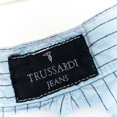 Trussardi Jeans Blue Striped Straight Fit Zip Up Jeans Mens US36