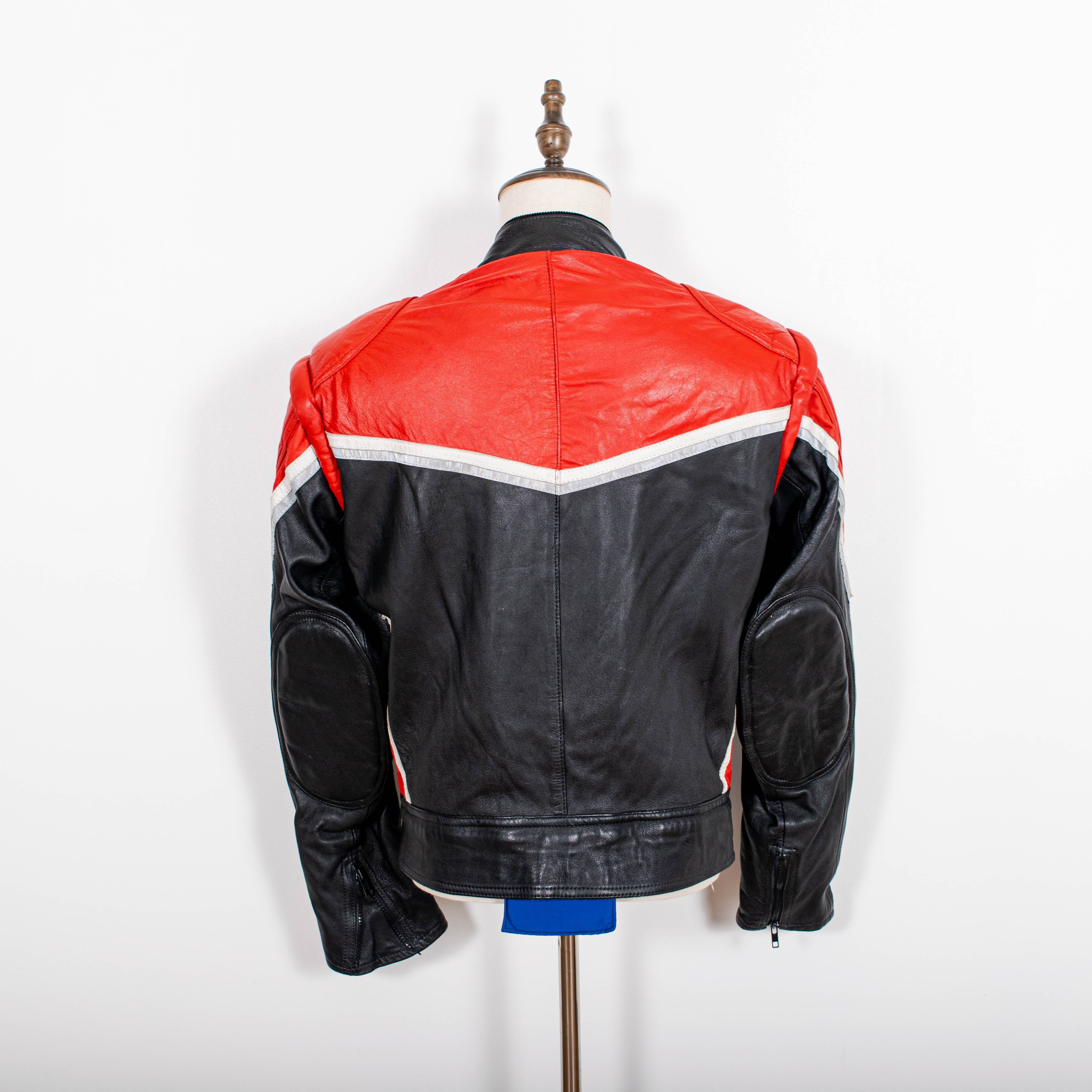 Vintage Jofama Multicolor Leather Zip Up Biker Jacket Mens S