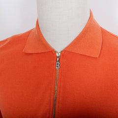 Bogner Orange Short Sleeve Quarter Zip Polo Shirt Mens S