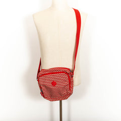 Vintage Kipling Red White Multiple Pockets Shoulder Bag