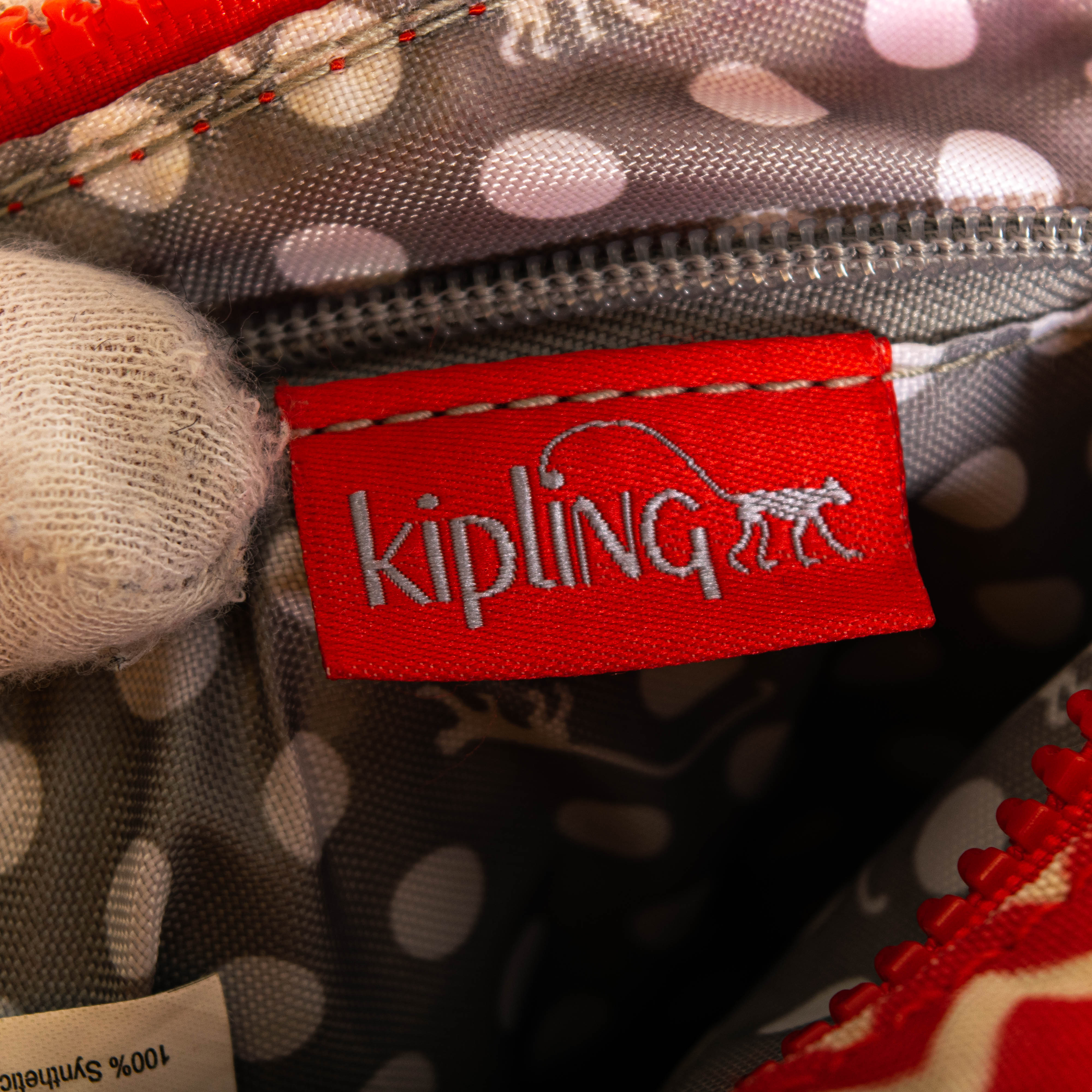 Vintage Kipling Red White Multiple Pockets Shoulder Bag