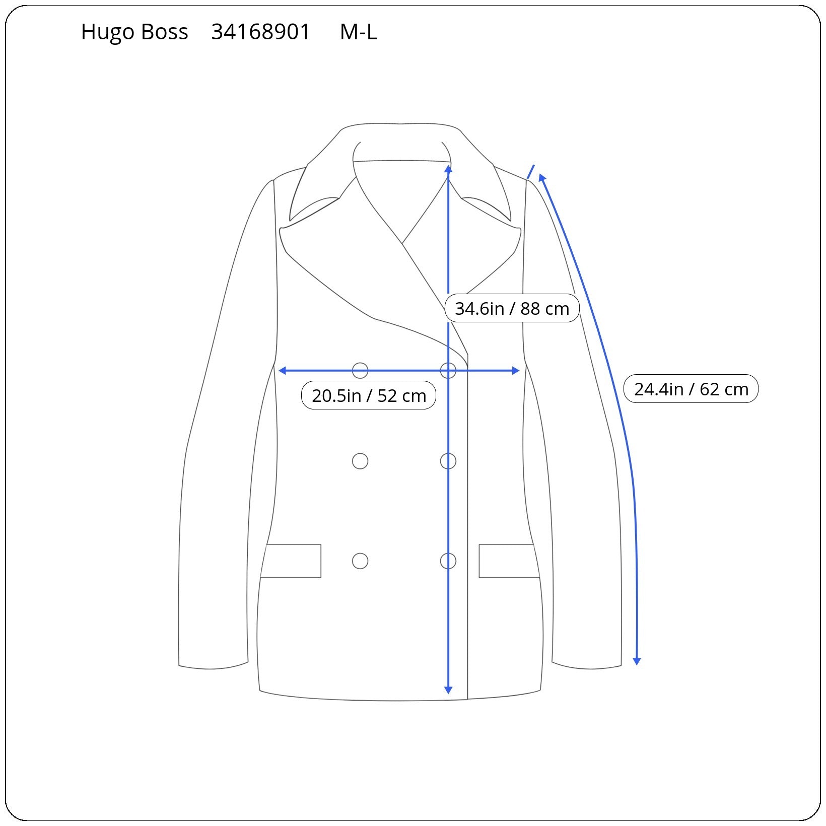Vintage Hugo Boss Brown Wool Blend Double Breasted Cashmere Blazer Jacket Mens M